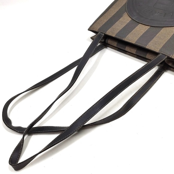 Fendi Pequin Tote Bag PVC Leather Khaki Black - Picture 3 of 9